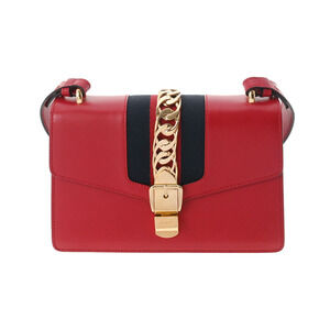 Gucci Sylvie Red Leather Shoulder Bag